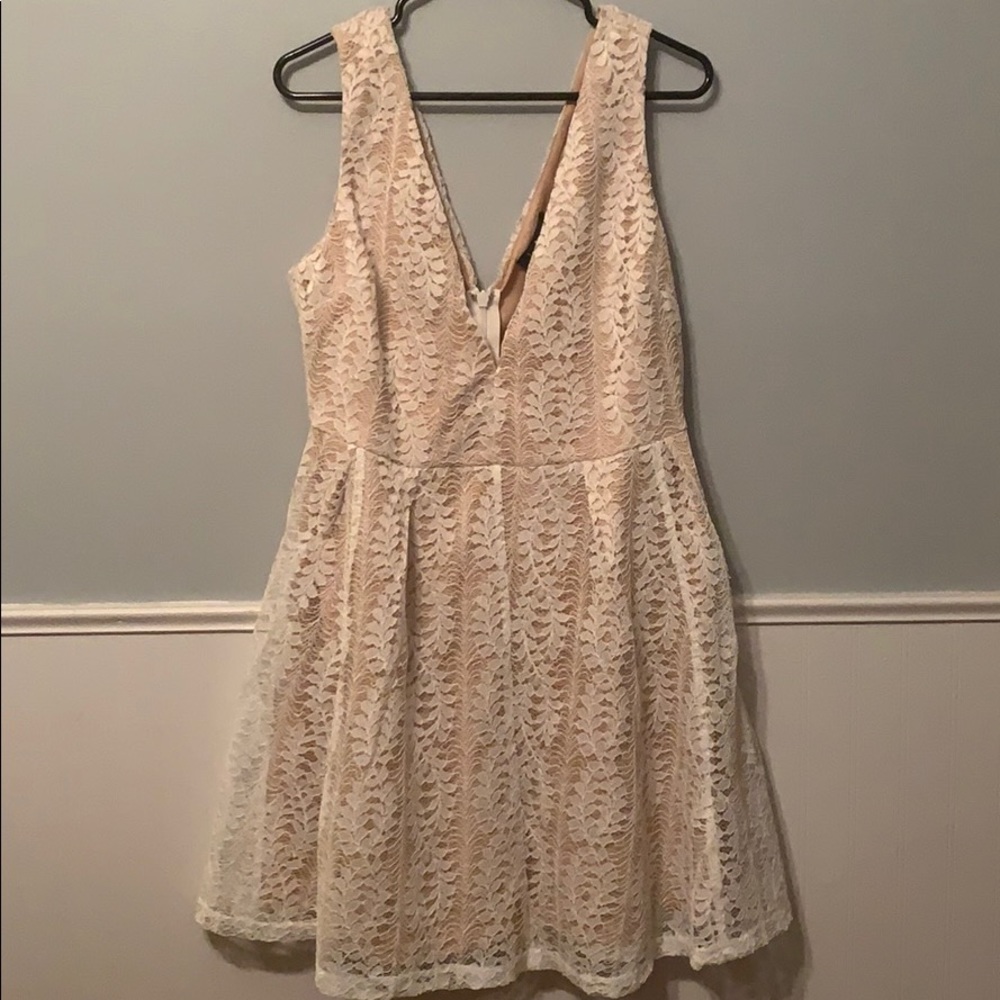 white lace overlay dress